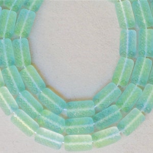 Rectangular Czech Glass Beads with Etched Design - Pineapple Design - Various Colors - Qty 15 or 50
