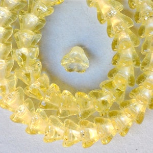 Flower Cup Beads - Czech Glass Flower Beads - 6mm x 8mm - Various Shiny Colors - Qty 50