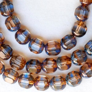 8mm Fire Polished 8-Cut Window Bead with Diffusion Border - Czech Glass Beads - Picasso Edges - Various Colors - Qty 15 or 75