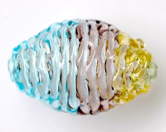 Large Oval Glass Lace Bead - 30mm x 19mm - Handmade Lamp Beads - Various Colors - Qty 1