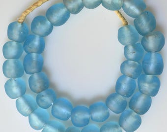 Perline Di Vetro Riciclato Acqua Trasparente Jumbo 24 Mm Vetro Mare