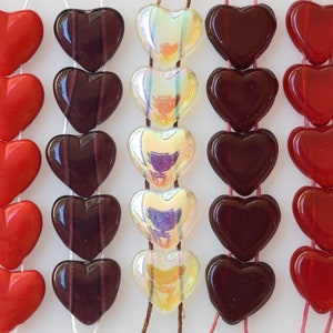 2 Hole Czech Glass Hearts Beads - 2 Hole Beads - Various Colors Available - 13mm - Qty 10 or 25 or 100