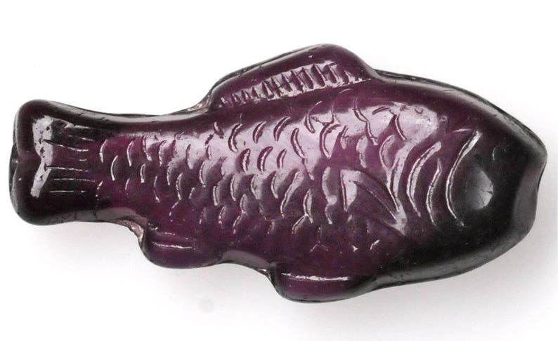 Large Fish Bead Czech Glass Fish Beads 28mm x 13mm Various Mixed Colors Qty 4 or 10 Purple/White