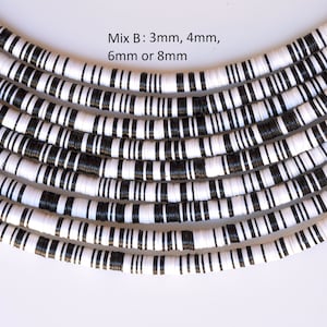 3mm, 4mm, 6mm, or 8mm Mixed Color African Vinyl Heishi Beads - 2 Options - 30+ Inch Strand