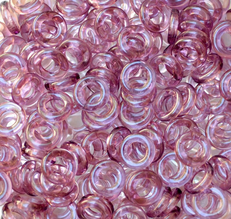 14mm Large Donut Czech Glass Beads Various Colors Available Qty 10 or 50