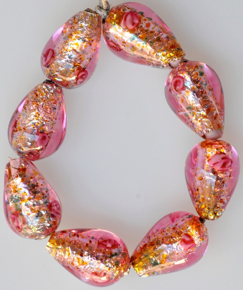 Handmade Czech Glass Foil Bead Lamp Beads Teardrop Foil Etsy