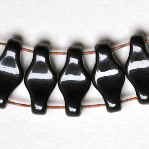 Perles intercalaires en verre tchèque 2 trous - Blanc, noir ou violet - 9 mm x 18 mm - Quantité 10+