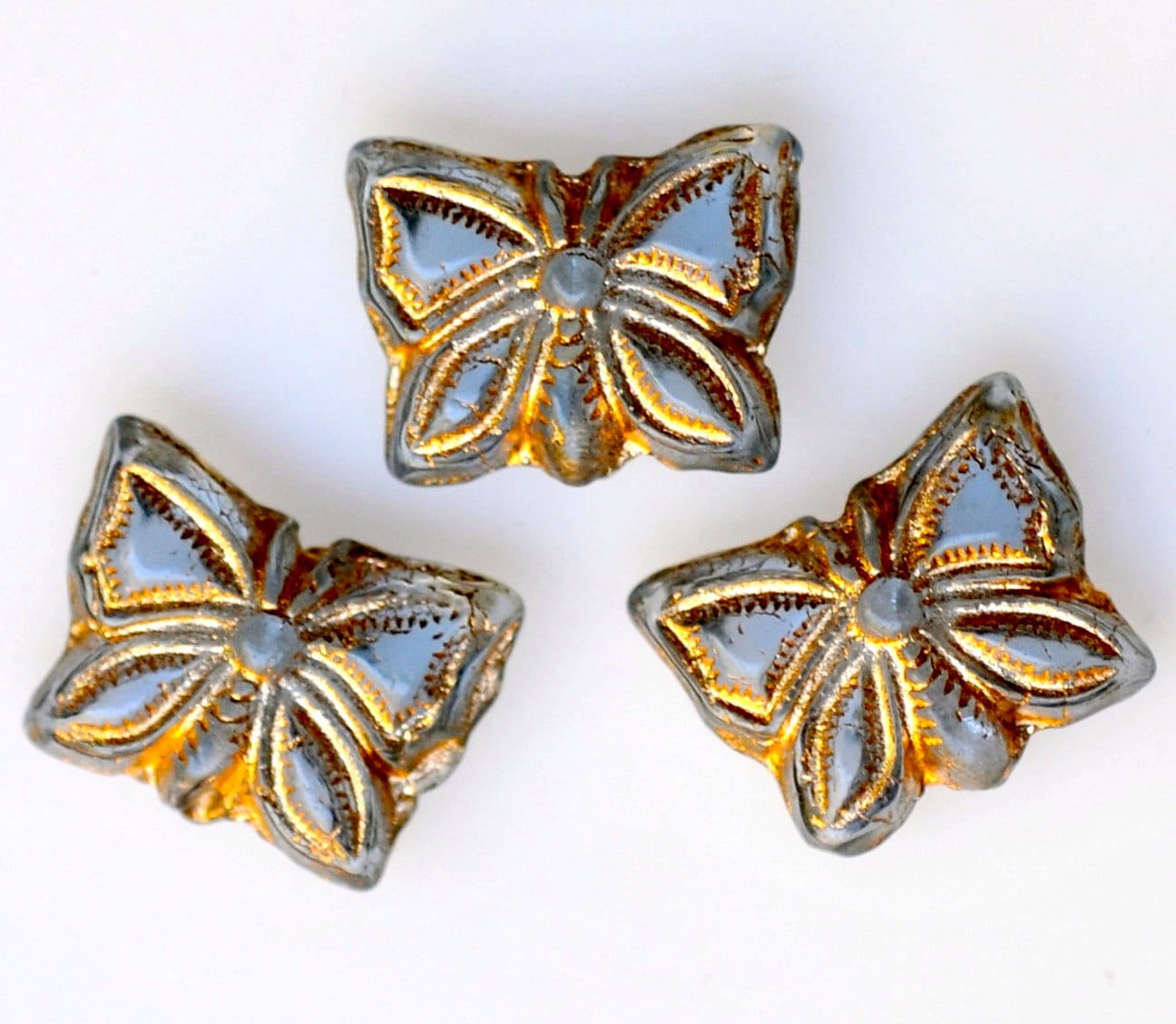 15 mm x 12 mm バタフライビーズ - チェコガラスビーズ - ガラス 