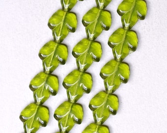 Fall Leaf Bead - Vertical Hole Leaf Bead - Czech Glass Leaf Beads - 16mm x 14mm - Various Colors - Qty 10