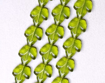 Fall Leaf Bead - Vertical Hole Leaf Bead - Czech Glass Leaf Beads - 16mm x 14mm - Various Colors - Qty 10