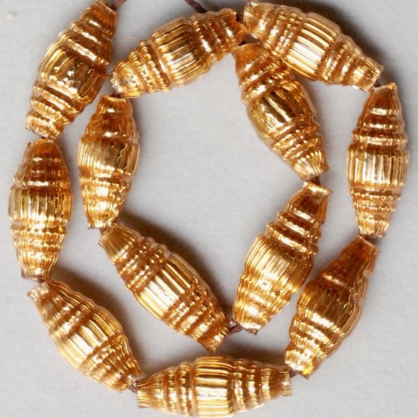 Reverse Painted 24K Gold Czech Glass Beads - Hollow Glass Beads - 16mm - Various Options - 12 Beads