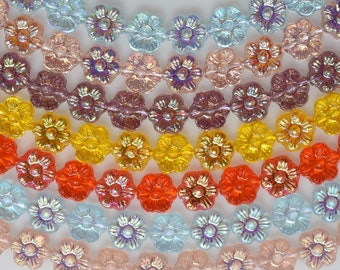 NEW AB COLORS * Daisy Flower Beads - Czech Glass Beads - Glass