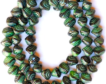 Small Shell Bead with Grooves - Czech Glass Shell Beads - 8mm x 9mm - Various Opaque Colors - Qty 25 or 75