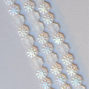 Crystal AB Flower Beads - Czech Glass Beads - 9mm Glass Flower Beads - Matte or Shiny - Qty 48