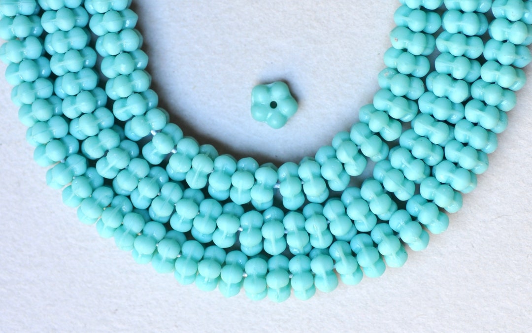 7mm Interlocking Flower Rondelle Glass Beads - Czech Glass Beads ...