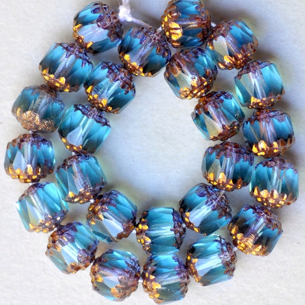 6mm oder 8mm Diamant geschliffene Fensterglas Perlen mit Bronzerand - verschiedene Farben - Qty 25