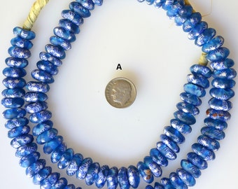 14-15mm African Recycled Glass Donut Beads - Krobo Beads from Ghana - Various Colors - 22-24 Inch Strand
