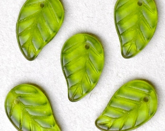 Flat Leaf Bead with Top Hole - Czech Glass Leaf Beads - Curved Leaf Bead - 14mm x 9mm - Various Matte Colors - Qty 25 or 100