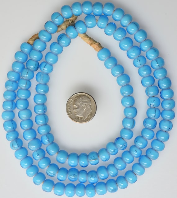 7mm -8mm Czech Glass White Hearts - Vintage African Trade Beads