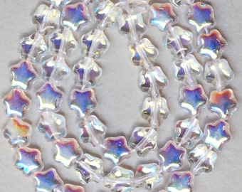 6mm Glass Star Bead - Czech Glass Beads - Various AB Colors - Qty 50