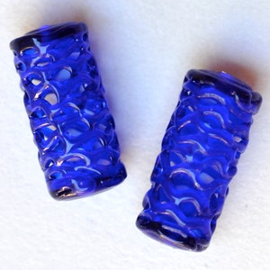 30mm x 14mm Large Glass Lace Tube Bead - Handmade Lamp Beads - Various Colors - Qty 1