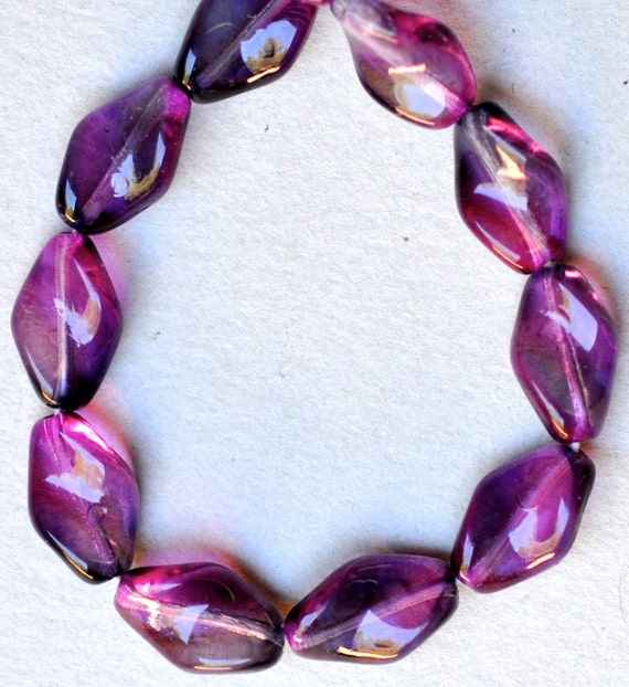 “Glass Beads” ブレスレット Flat Twisted Diamond Bead - Czech Glass Beads - Various Colors