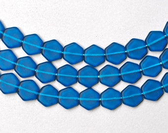 12mm Flat Hexagonal Czech Glass Beads -  Various Matte Colors - Qty 24