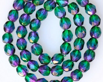 4 mm oder 6 mm feuerpolierte böhmische Glasperlen - verschiedene zweifarbige Farben - Qty 25-50