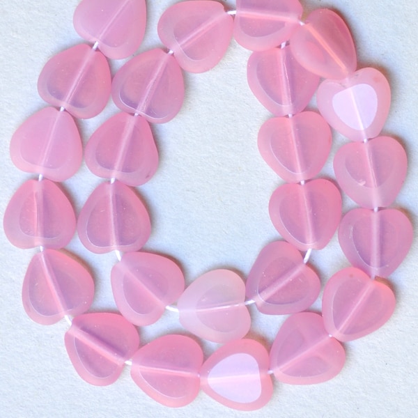 Czech Glass Heart Window Beads with Frosted Edge - 10mm - Various Colors - Qty 25