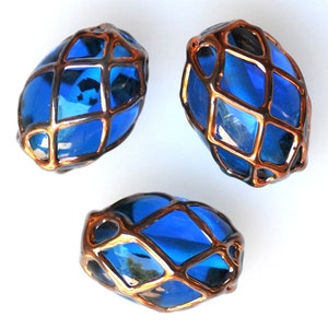 Handmade Czech Glass Bead with Piping Design - 2 Sizes - Various Colors Available - Qty 1