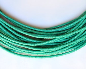 3 mm, 4 mm, 6 mm eller 8 mm afrikanska vinyl Heishi-pärlor - olika färger - 30-36 tums sträng