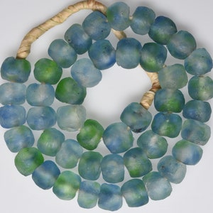 13-14mm African Recycled Glass Beads - Powder Glass Beads from Ghana - Sea Glass Beads - Various Colors - 24 Inch Strand