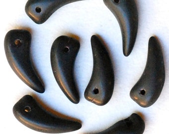 Czech Glass Tooth Beads - Claw Beads - 6mm x 16mm - Various Matte Colors - Qty 25 or 100