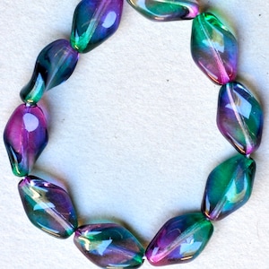 Flat Twisted Diamond Bead - Czech Glass Beads - Various  Colors - 13mm x 8mm - Qty 24