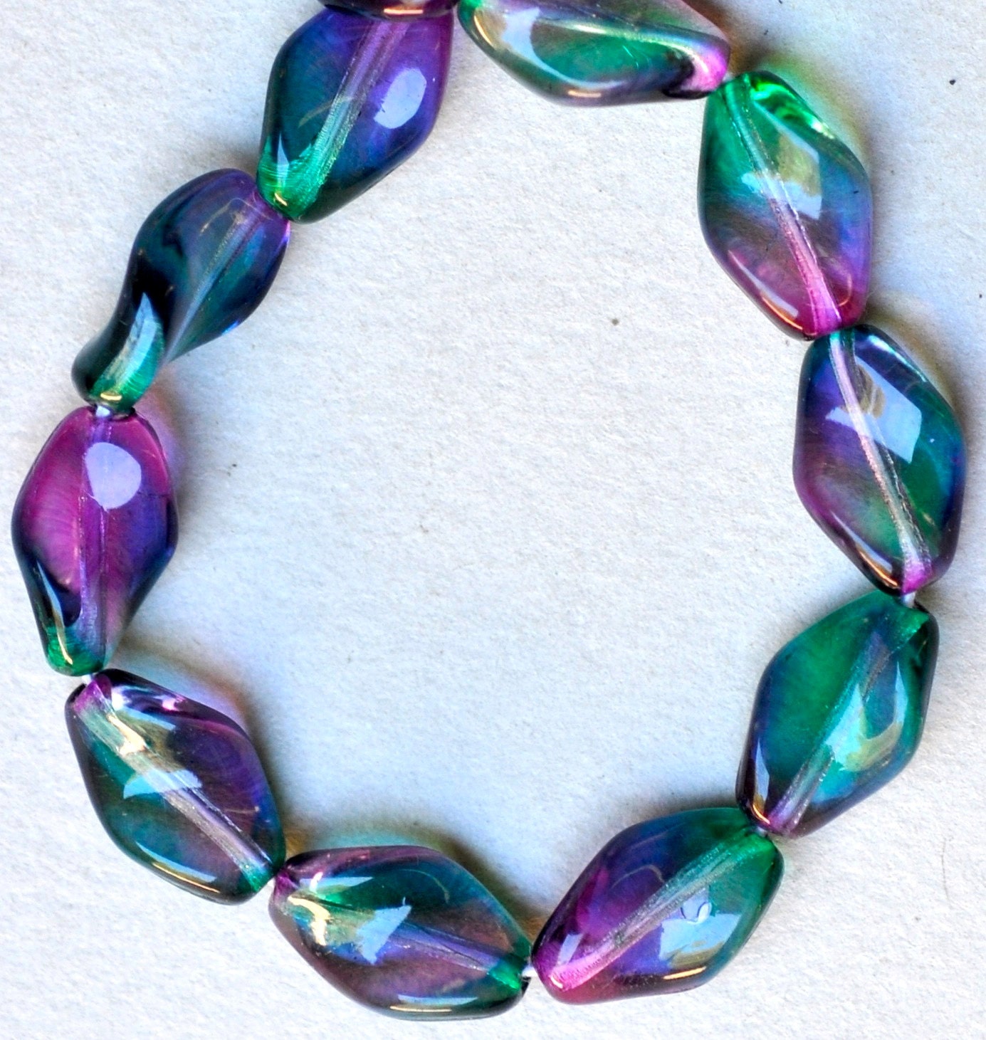 Flat Twisted Diamond Bead Czech Glass Beads Various Etsy