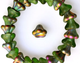 Large Flower Cup Beads - Czech Glass Flower Beads - 11mm x 13mm - Various Matte Colors - Qty 24