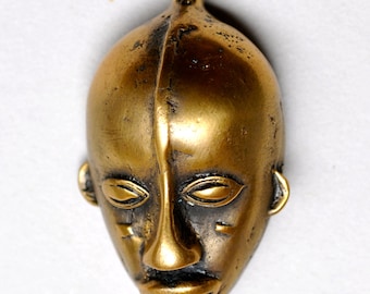 Bronze African Mask Pendants - Baule or Dan Mask Pendants - Bronze or Silver - Qty 1