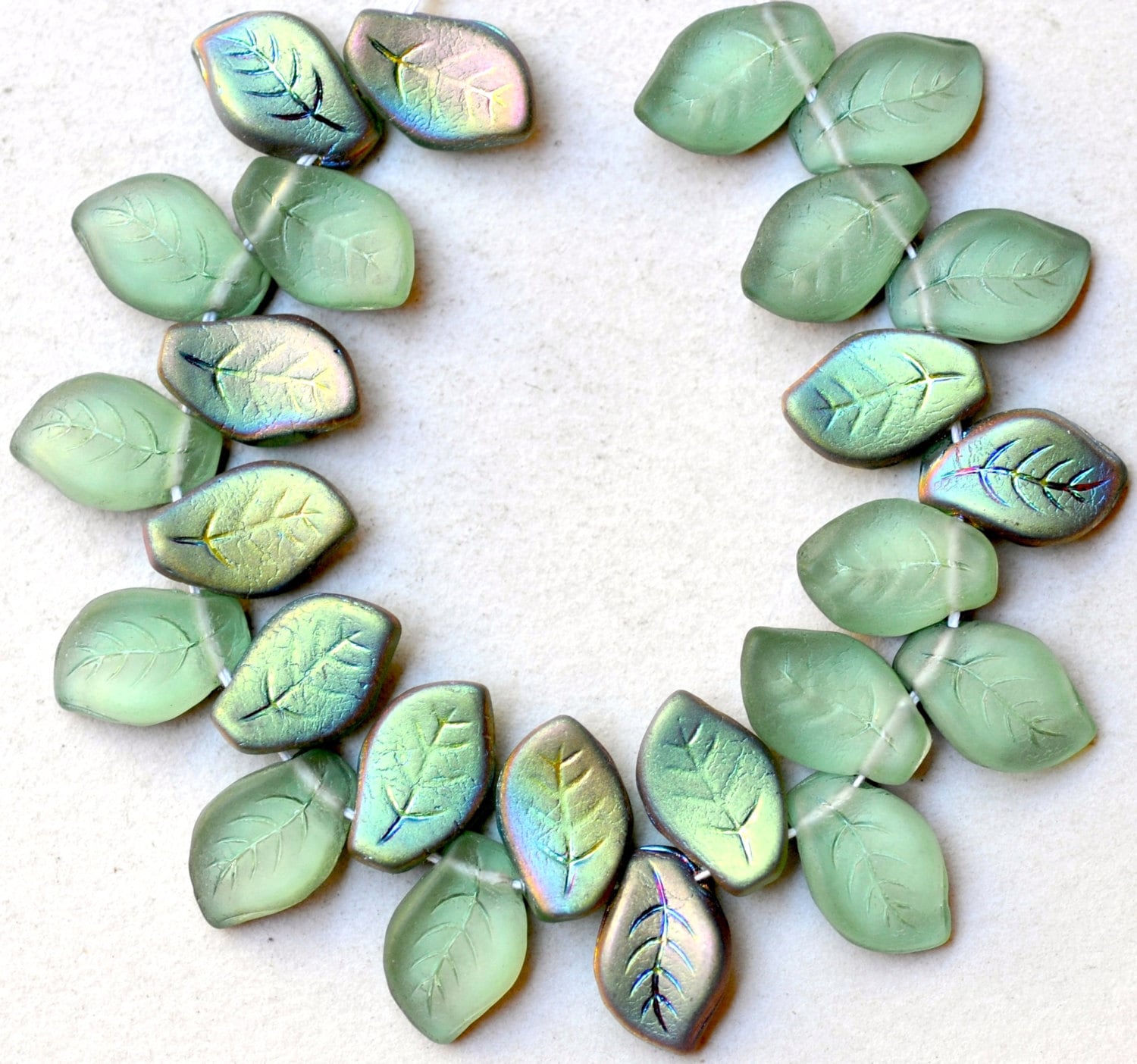 14mm x 9mm Curved Leaf Bead Czech Glass Leaf Beads Top Etsy