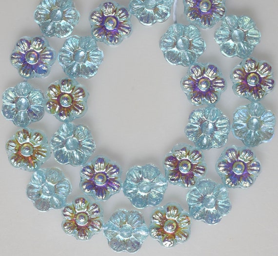値引き　GLASS BEADS　4種類 NEW AB COLORS * Daisy Flower Beads - Czech Glass Beads - Glass