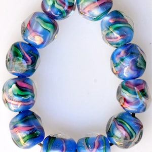 8mm or 10mm Handmade Czech Glass Lamp Bead with Swirl Design - Various Colors Available - Qty 2 Beads