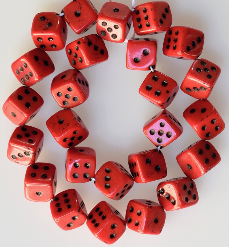 Czech Glass Dice Beads 10mm Cube Dice Beads Black or White Etsy
