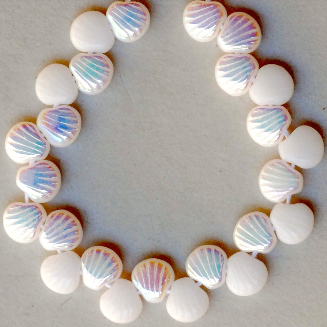 9mm Scallop Shell Bead With Top Hole - Czech Glass Shell Beads ...
