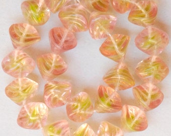 Large Shell Bead with Grooves - Czech Glass Shell Beads - 13mm x 14mm - Various Bicolors - Qty 10 or 25