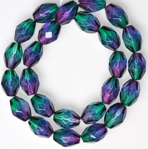 8mm x 11mm Oval Fire Polished Czech Glass Beads - Various Bi-Colors Available - Qty 25