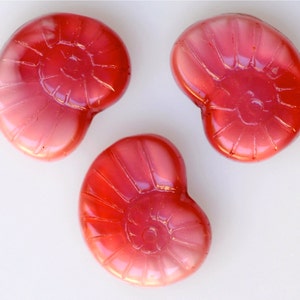 NEW COLORS Conch Shell Bead Czech Glass Shell Beads 17mm x 14mm Various Colors Qty 10 Rose/White