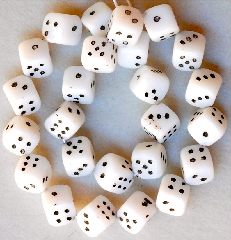 Czech Glass Dice Beads 10mm Cube Dice Beads Black or White Etsy