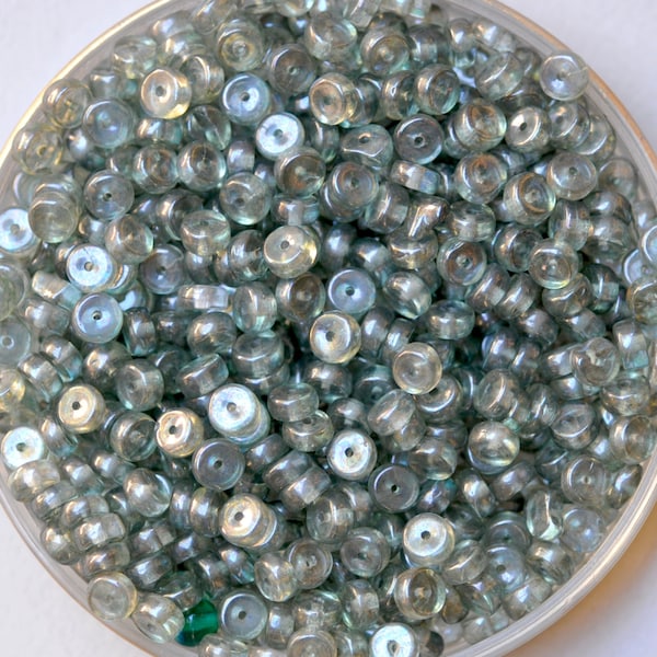 6mm Rondelle Glass Beads - Czech Glass Beads - Disc Beads - Spacer Beads - Various Shiny Colors - Qty 50 or 200