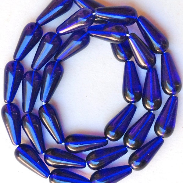 Large Teardrop Bead with Vertical Hole - Czech Glass Teardrop Bead -  20mm x 9mm - Various Shiny Colors - Qty 15