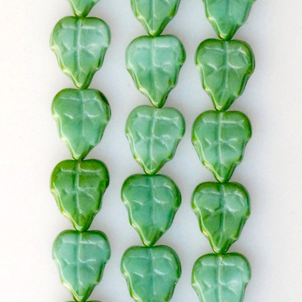 Small Fall Leaf Bead - Flat Leaf Bead with Vertical Hole - Czech Glass Leaf Beads - 10mm x 8mm - Various Colors - Qty 25