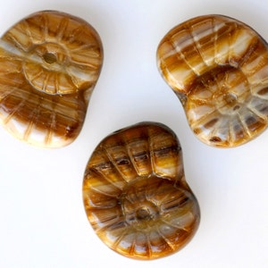 NEW COLORS Conch Shell Bead Czech Glass Shell Beads 17mm x 14mm Various Colors Qty 10 Brown Marble